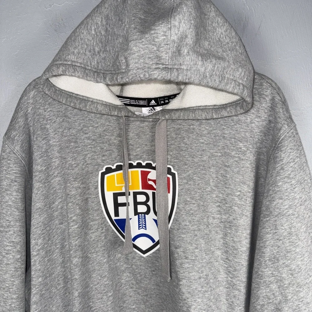 Adidas Hooded Sweatshirt Men's XXL Gray FBU Graphic Pullover